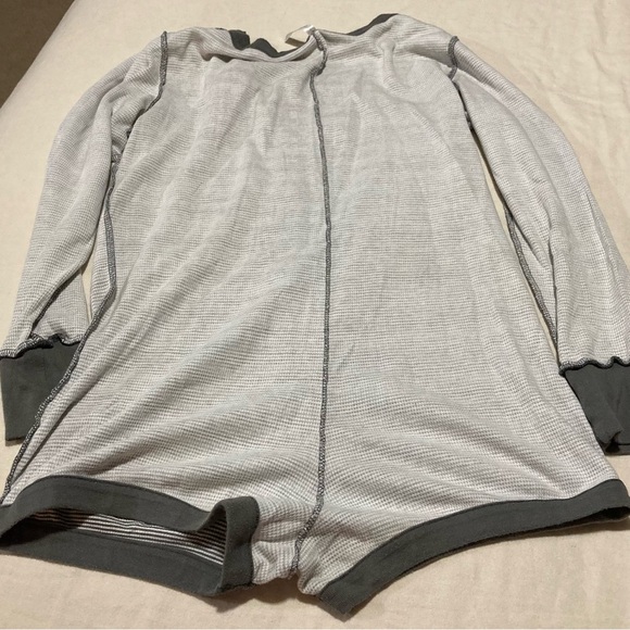 London Brand Striped Henley Style Romper with Dark Grey Trim - Picture 8 of 10